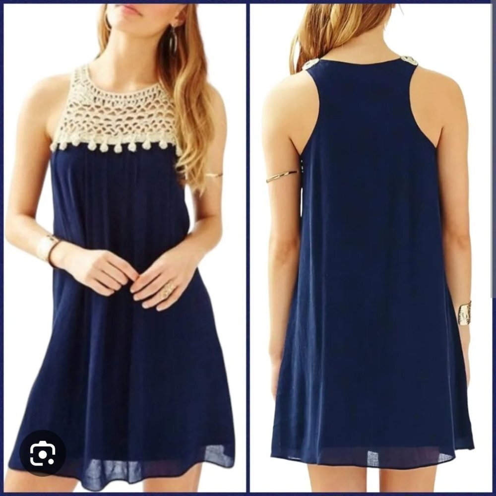 Lilly Pulitzer Rachelle dress sleeveless crochet detail neckline